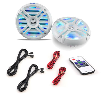6.5" vandtætte marinehøjttalere 250W med LED-lys, hvid