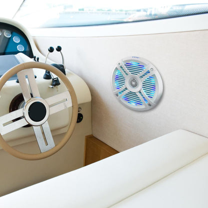 6.5" vandtætte marinehøjttalere 250W med LED-lys, hvid