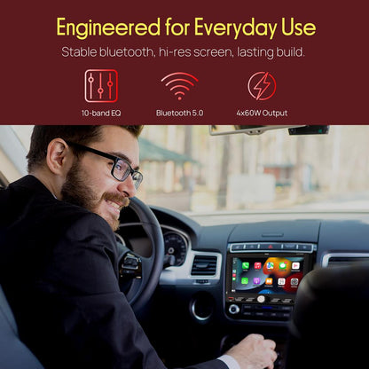 7-tums bilstereo med enkel-DIN och pekskärm – med trådlös Apple CarPlay och Android Auto, Bluetooth, USB Type-C, snabbladdning, Aux/SD och handsfree-samtal (svart) – PLR7103MHU