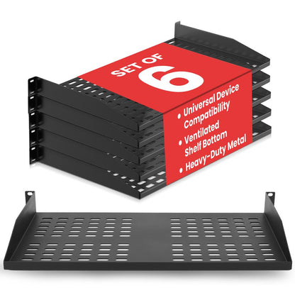 6 db-os 1U szerverrack-polc, rackbe szerelhető tálca (6 db-os csomag)