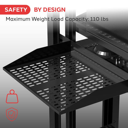 19" serverracks-hylder i ventileret stål, kapacitet 110 lbs