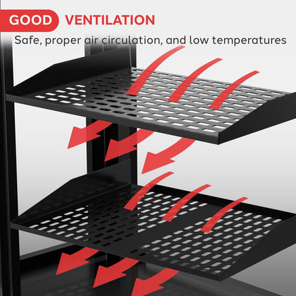 19" serverracks-hylder i ventileret stål, kapacitet 110 lbs