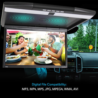 Stropný monitor do automobilu, 1080p LCD, 17,3" výklopná obrazovka, HDMI/USB/SD – PLRV1725