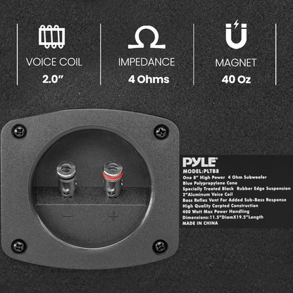 8" subwooferrør, 400 W – dyb bas, aluminiumsspole, beklædt – PLTB8
