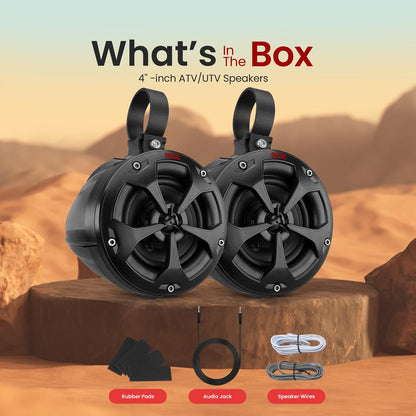 Dvoupásmové vodotěsné terénní reproduktory 800W pro námořní použití, 4 woofer, černé