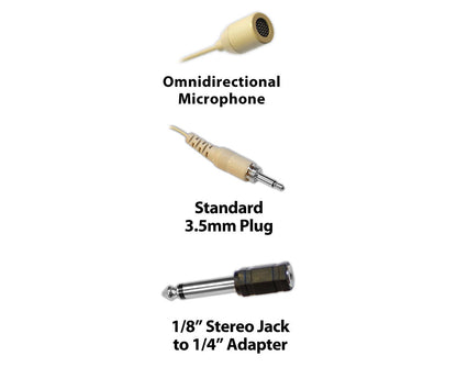 Căști cu microfon supraaurale duble – omnidirecționale, fără mâini, braț flexibil bej, adaptor de 3,5 mm