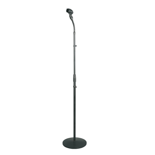 Soporte de micrófono con altura ajustable, cuello de cisne y construcción de acero