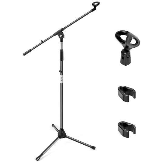 Soporte de micrófono con trípode plegable, altura ajustable y brazo extensible telescópico