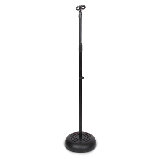 Soporte de micrófono ajustable, base metálica resistente, altura ajustable de 2.8-5