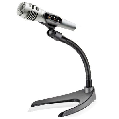 Pied de microphone de bureau - col de cygne réglable, base métallique robuste