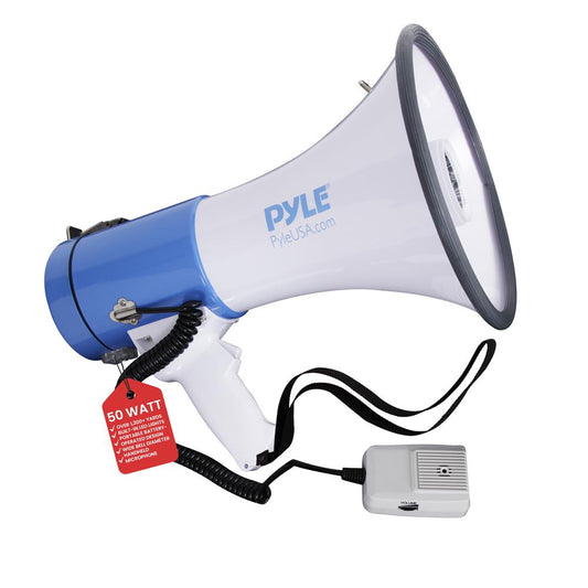 Bærbar PA-megafonhøjttaler, 50W, LED-lommelygte, batteridrevet