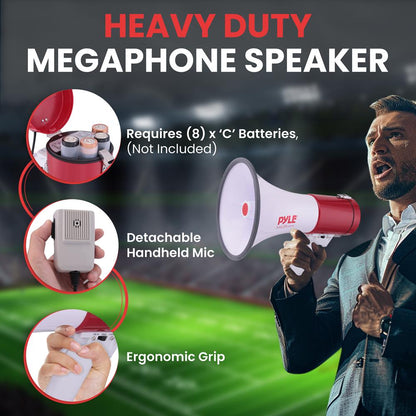 Преносим мегафон с високоговорител, обхват 1200 ярда, Bluetooth безжично предаване