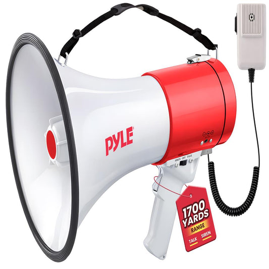 Megafonhøjttaler, 50W, kraftig lyd, USB/MP3/Aux-indgang, håndmikrofon