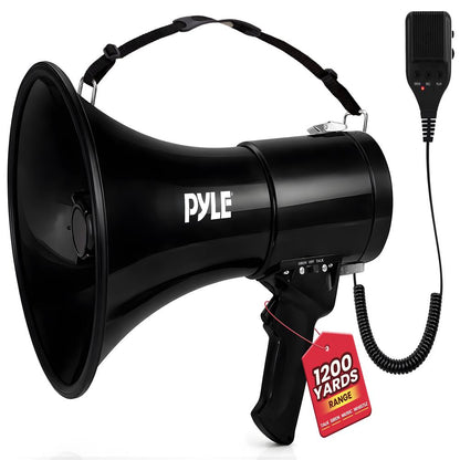 50 W-os megafon, Bullhorn – nagy hangerő, Aux-bemenet, hordozható, szirén funkció