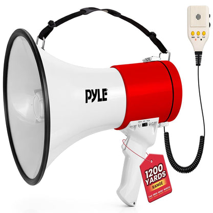 50 W:n megafoni Bullhorn – voimakas sireeni, AUX-tulo, valkoinen–punainen