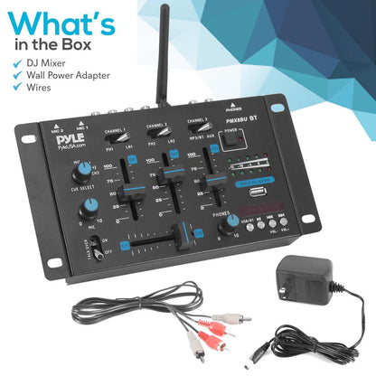 Professional 3-Channel Wireless DJ Mixer with Bluetooth USB and - PMX8BUEU