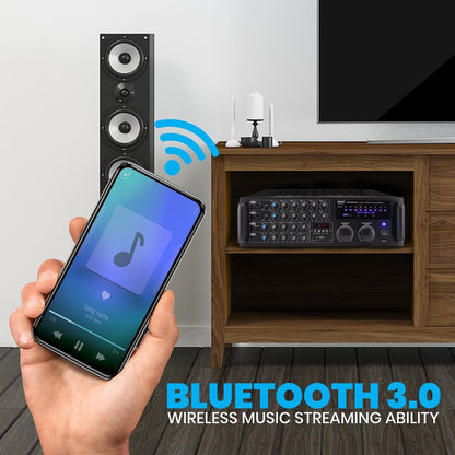 2000 W Bluetooth miksēšanas pastiprinātājs karaokei/PA ar USB/SD un uzstādīšanai statīvā — PMXAKB2000