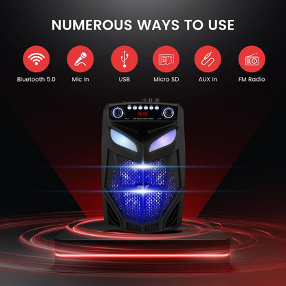 Przenośny głośnik PA Bluetooth 600 W, akumulatorowy, 10 świateł LED - PPHP101WMB