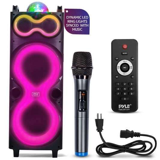 Boxă de petrecere Bluetooth 240W, bas puternic, două difuzoare de 10", lumini LED