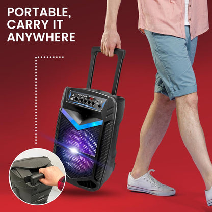 Prenosný Bluetooth PA reproduktor 600 W s nabíjaním, 10" subwooferom a párty osvetlením
