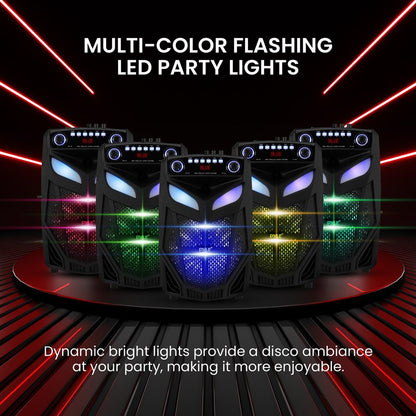 Enceinte PA Bluetooth portable 12, 800 W, rechargeable, lumières LED - PPHP121WMB