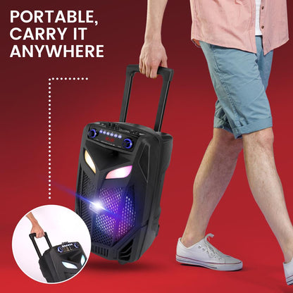 Enceinte PA Bluetooth portable 12, 800 W, rechargeable, lumières LED - PPHP121WMB