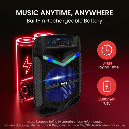 Prenosný Bluetooth PA reproduktor 800 W s nabíjaním, 12" subwooferom a párty osvetlením