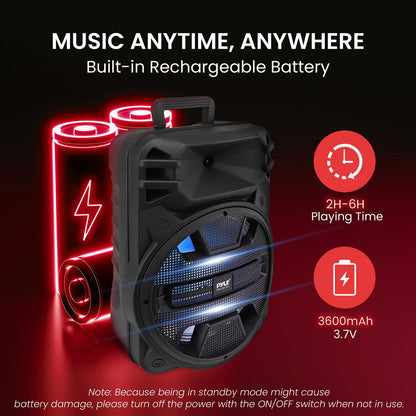 Prenosný Bluetooth PA reproduktor, 800 W, nabíjateľný, LED svetlá – PPHP1243B