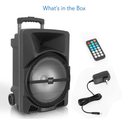 Bezdrátový přenosný PA reproduktor 1200 W s Bluetooth, LED osvětlením a dobíjecí baterií