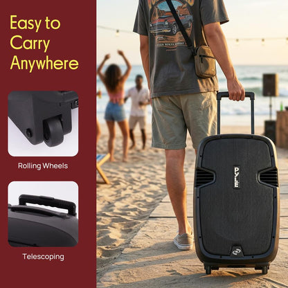 Draagbare Bluetooth-PA-luidspreker 1600 W met oplaadbare batterij, 2 microfoons en wielen