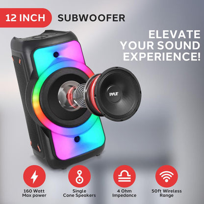 Altoparlante Bluetooth per feste da 160W, bassi potenti, sistema TWS con luci LED