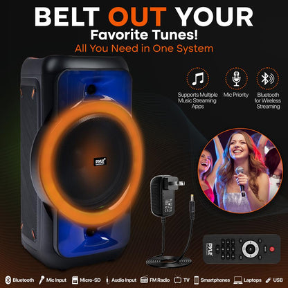 Bluetooth-Partylautsprecher, kraftvoller Klang, TWS, LED-Leuchten, tragbar