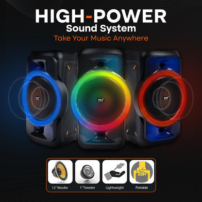 Bluetooth-Partylautsprecher, kraftvoller Klang, TWS, LED-Leuchten, tragbar