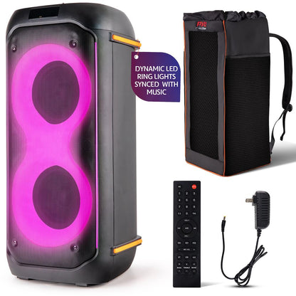 Bluetooth PA reproduktor 160 W s dobíjecí baterií, dvěma 6,5" reproduktory a karaoke osvětlením