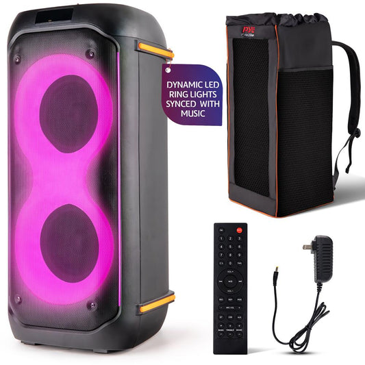 Boxă PA Bluetooth 160W, baterie reîncărcabilă, două difuzoare de 6,5", lumini de karaoke