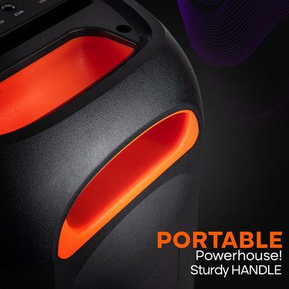 Boxă PA Bluetooth 160W, baterie reîncărcabilă, două difuzoare de 6,5", lumini LED