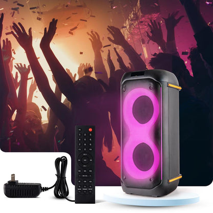 Boxă PA Bluetooth 160W, baterie reîncărcabilă, două difuzoare de 6,5", lumini LED