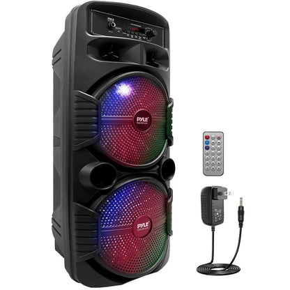 Преносима Bluetooth PA тонколона 600 W с акумулаторна батерия, два 8-инчови субуфера и парти светлини