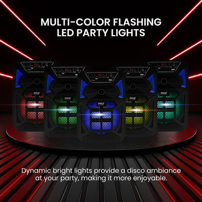 Boxă PA portabilă cu Bluetooth, 400 W, lumini LED, microfon și roți, reîncărcabilă