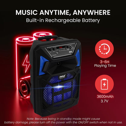 Boxă PA portabilă cu Bluetooth, 400 W, lumini LED, microfon și roți, reîncărcabilă