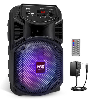 Prenosný Bluetooth PA reproduktor 300 W, nabíjateľný, s 8-palcovým subwooferom a párty svetlami