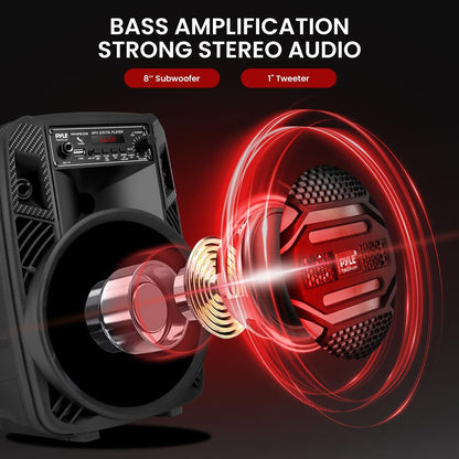 Bærbar Bluetooth-PA-højttaler 300W genopladelig LED-lys 8 subwoofer