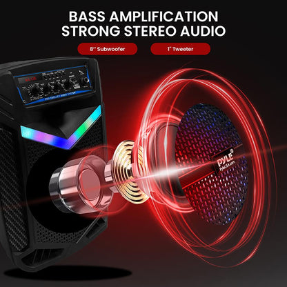 Bluetooth PA reproduktor 400W, dobíjecí, s 8" subwooferem a LED světly