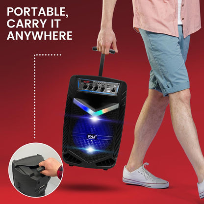 Bluetooth PA reproduktor 400W, dobíjecí, s 8" subwooferem a LED světly