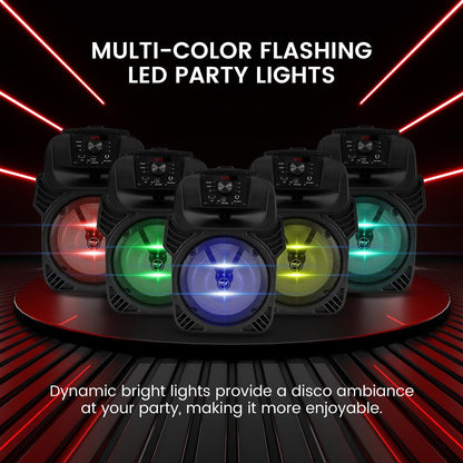 Pārnēsājams Bluetooth PA skaļrunis 400 W, uzlādējams, ar LED gaismām