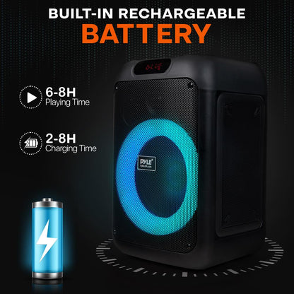 Bluetooth párty reproduktor s výkonnými basy, TWS, LED světly, přenosný, 100W