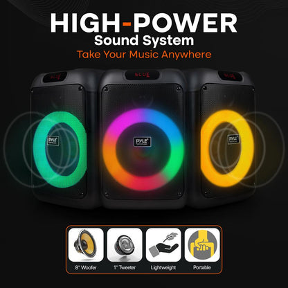 Bluetooth párty reproduktor s výkonnými basy, TWS, LED světly, přenosný, 100W