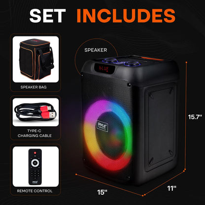 Bluetooth párty reproduktor s výkonnými basy, TWS, LED světly, přenosný, 100W