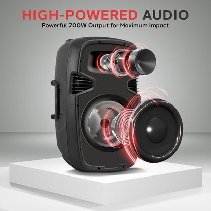 Bluetooth-PA-Lautsprecherset 700 W – zwei 8-Zoll-Lautsprecher, Ständer, Mikrofon, Fernbedienung