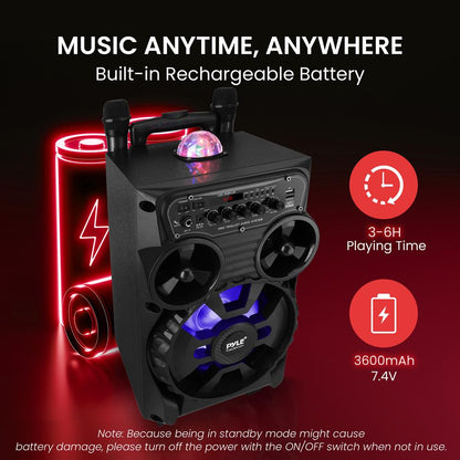 Bærbar Bluetooth-PA-højttaler 580 W med genopladelige LED-festlys – PPHP87BTA